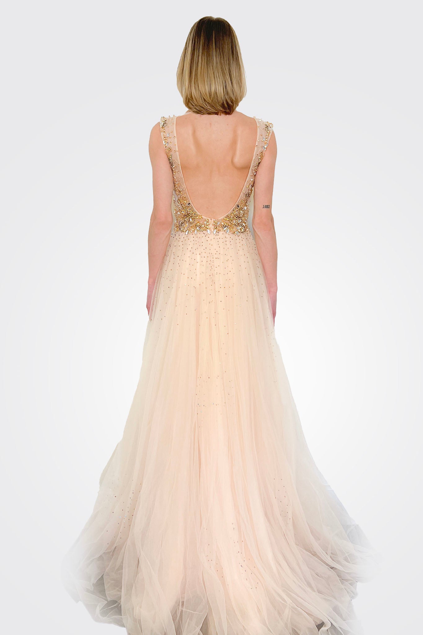 Sequin Tulle Gown - Blush by Jovani — view 3