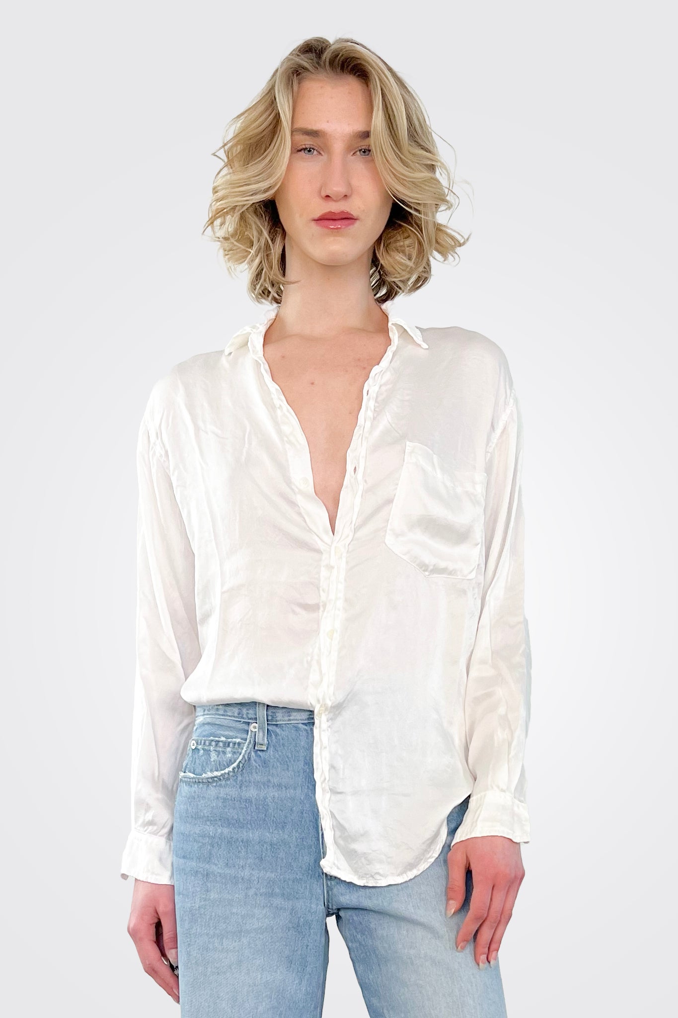 Joss Silk Shirt - White by CP Shades | 25 South Boutiques