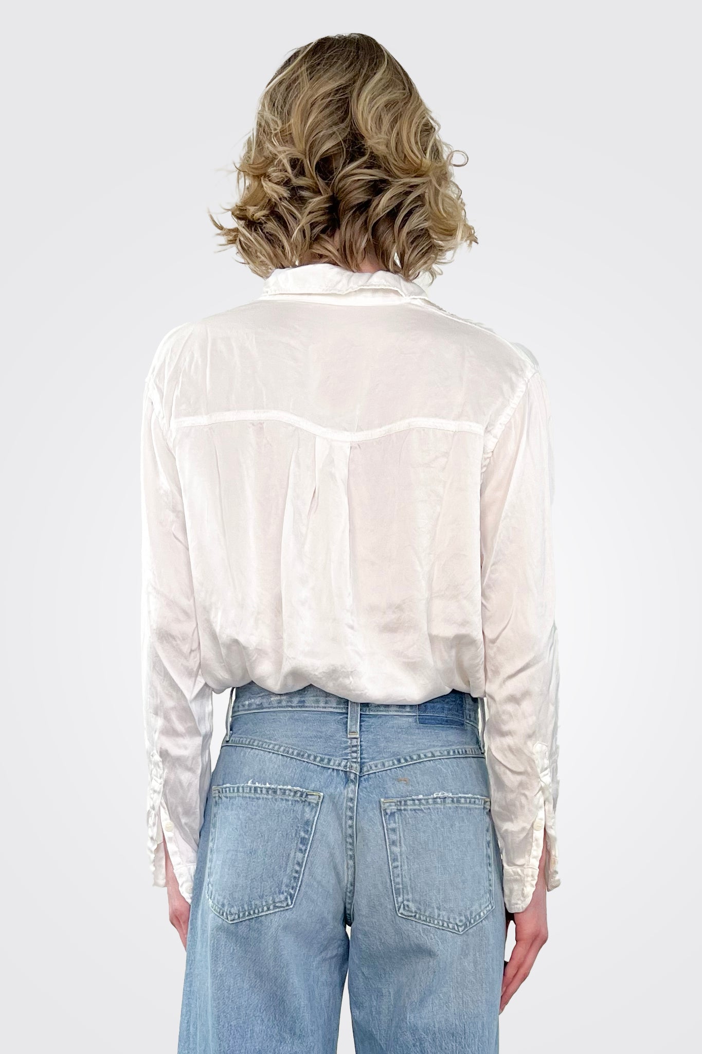 Joss Silk Shirt - White by CP Shades — view 3