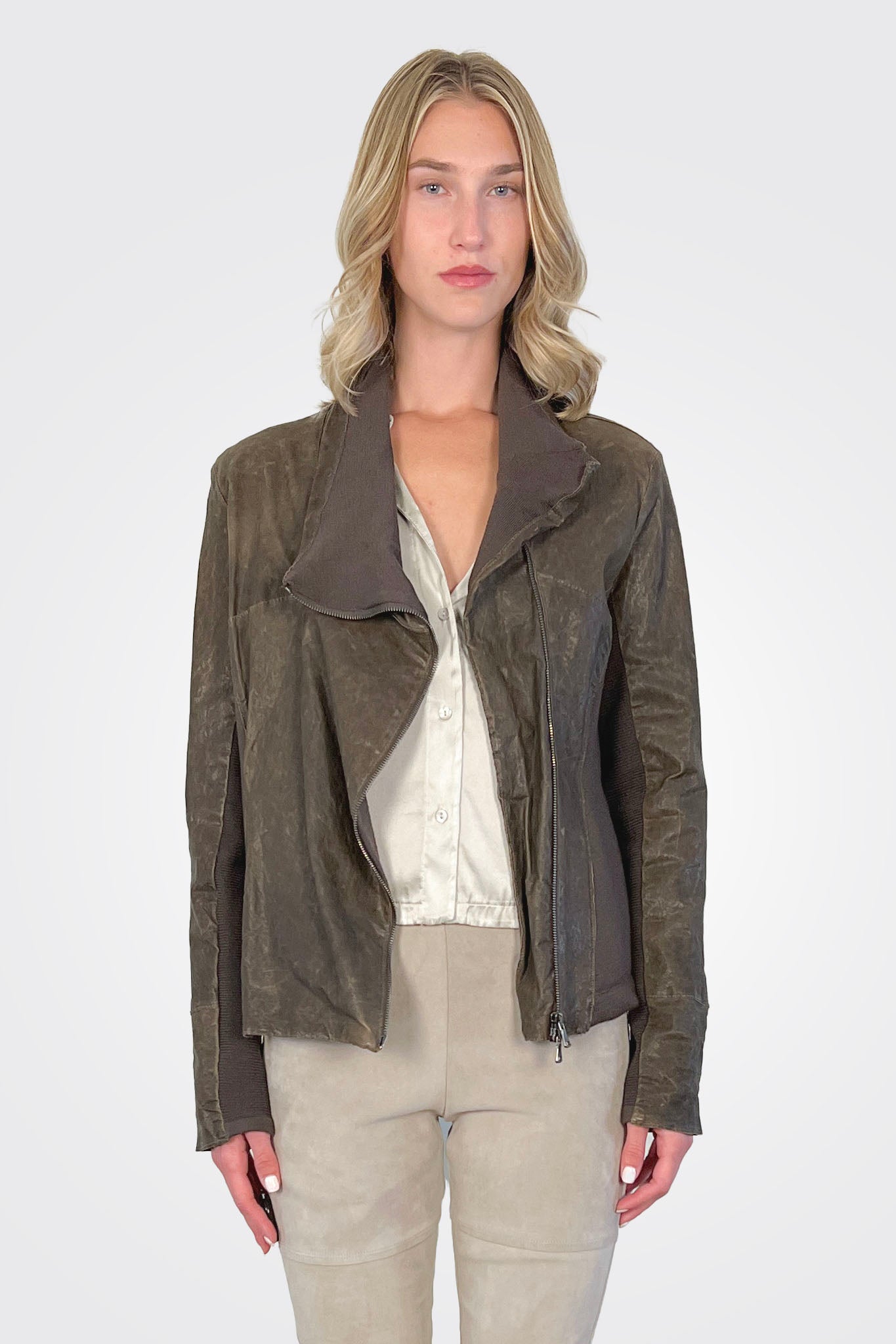 Leather High Neck Jacket - Jungle by Transit Par-Such — alternate view