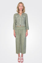 Cropped Elastic Waist Pants - Cactus by Inizio | 25 South Boutiques