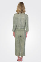 Cropped Button Jacket - Cactus by Inizio — view 3