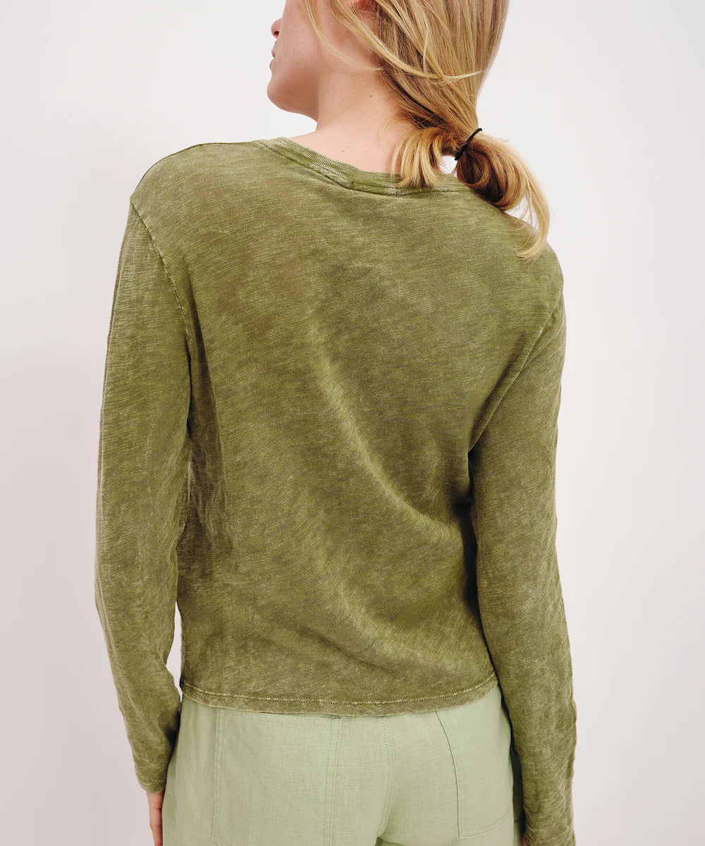 Slub Jersey Chroma Wash Long Sleeve Crop Tee - Juniper by ATM — view 3