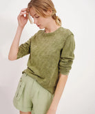 Slub Jersey Chroma Wash Long Sleeve Crop Tee - Juniper by ATM | 25 South Boutiques