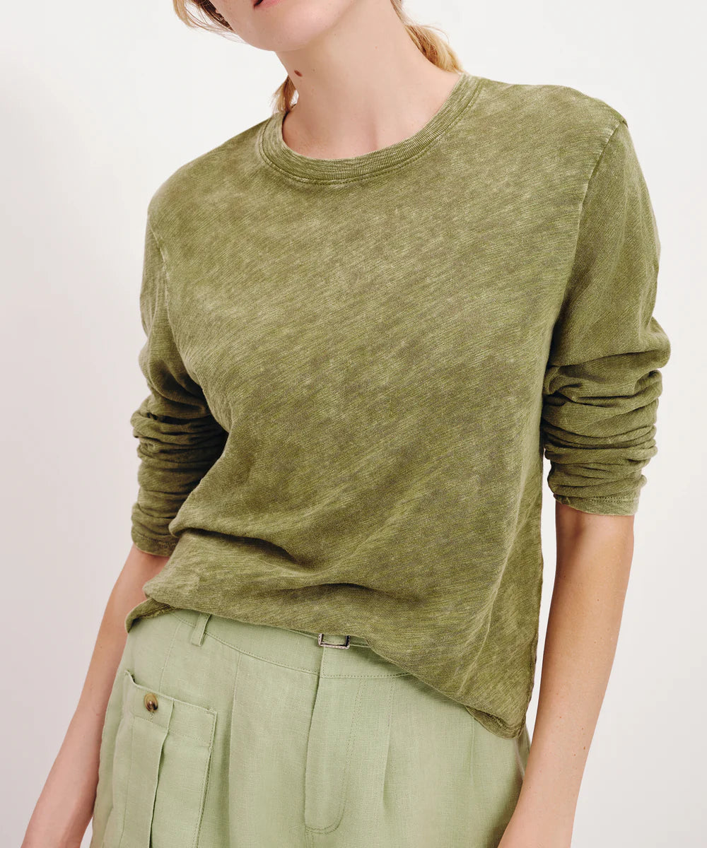 Slub Jersey Chroma Wash Long Sleeve Crop Tee - Juniper by ATM — alternate view