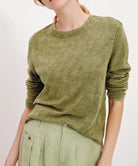 Slub Jersey Chroma Wash Long Sleeve Crop Tee - Juniper by ATM — alternate view