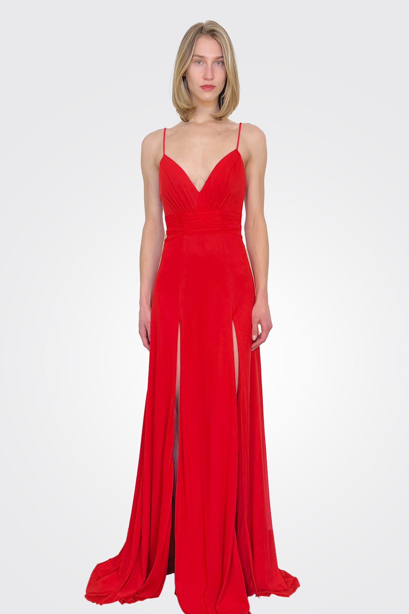 Double Slit Gown - Red by Jovani — alternate view