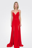 Double Slit Gown - Red by Jovani — alternate view