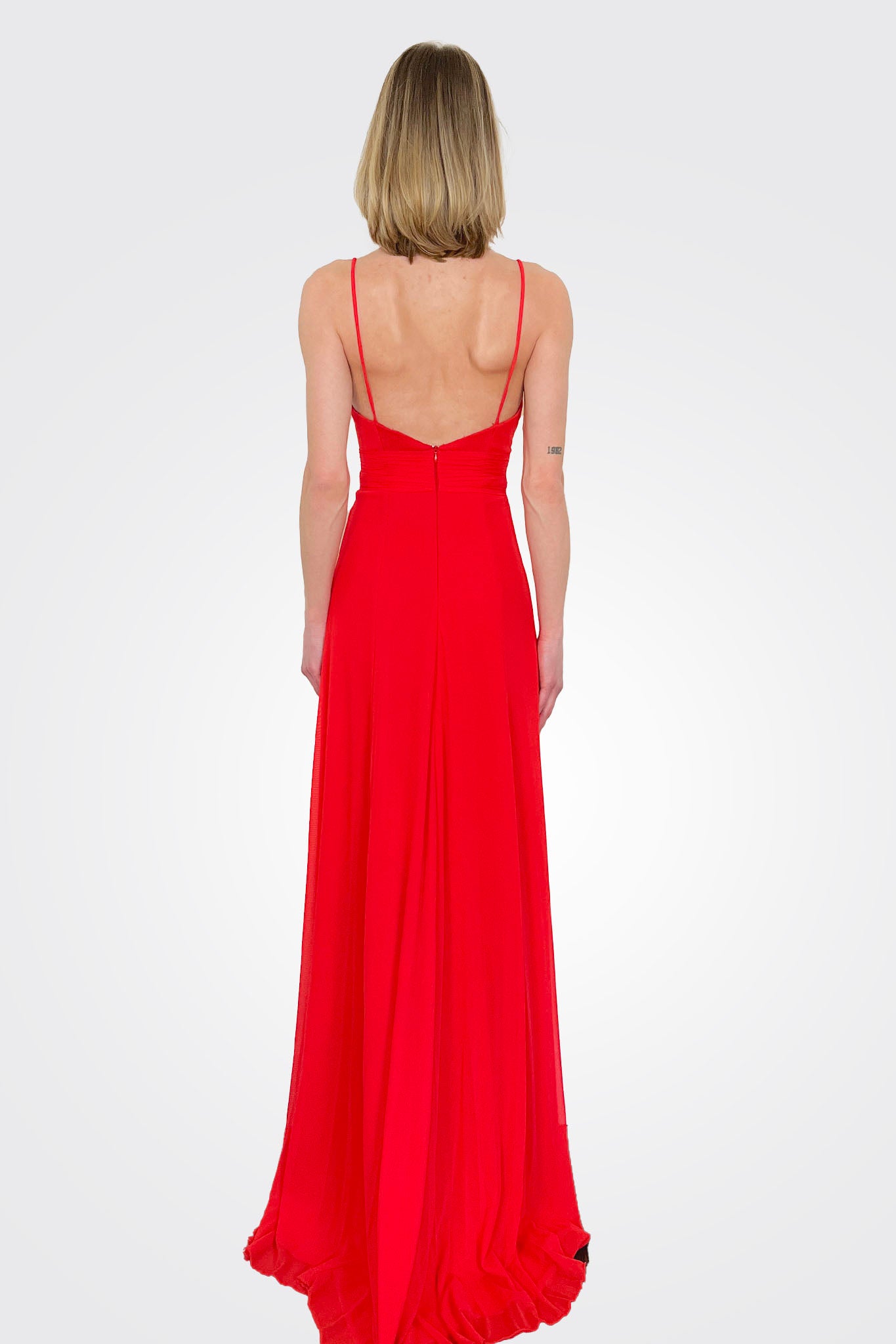 Double Slit Gown - Red by Jovani — view 3