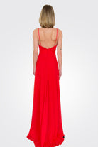 Double Slit Gown - Red by Jovani — view 3