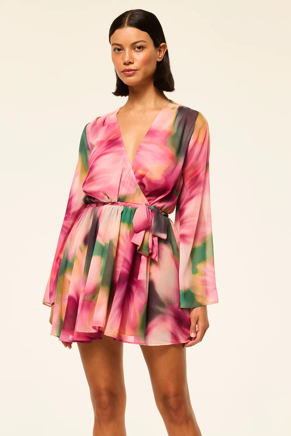 Kaia Dress - Blurred Hibiscus Chiffon by Misa — alternate view