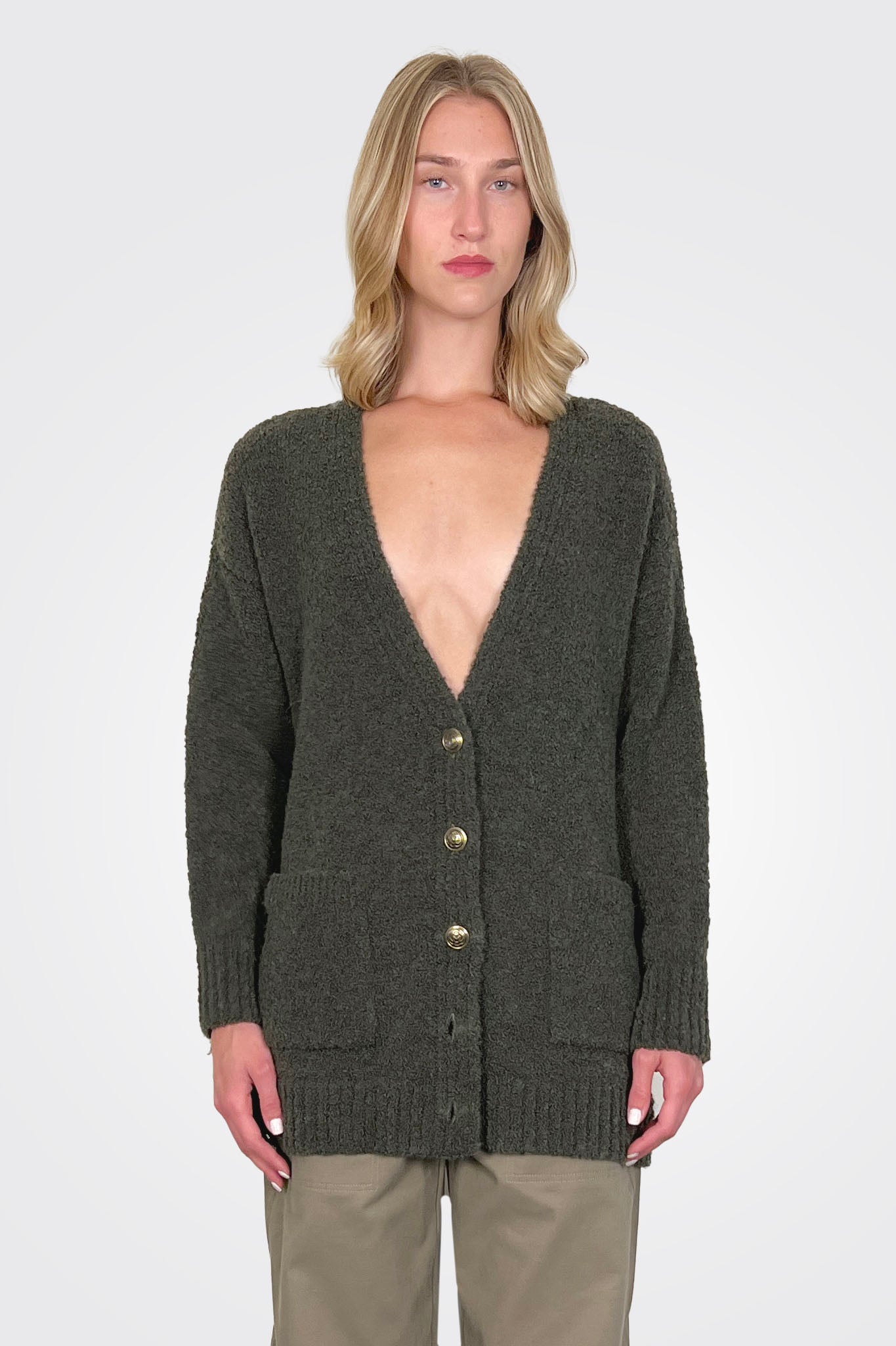 Jhonny Cardigan Button Coat - Khaki by Marella | 25 South Boutiques
