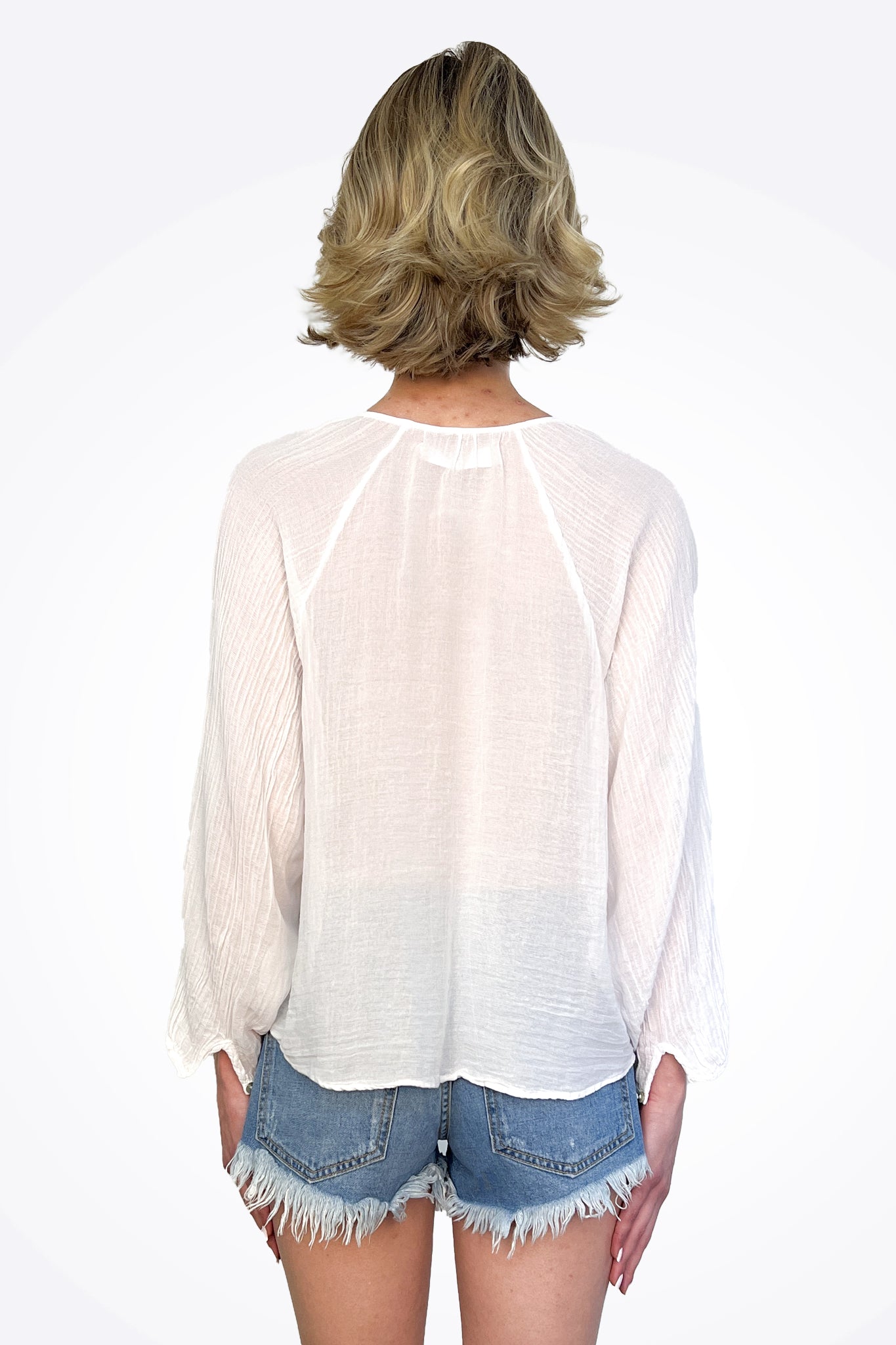Kaya Mesh Shirt - Chalk by Cali Dreaming — view 3