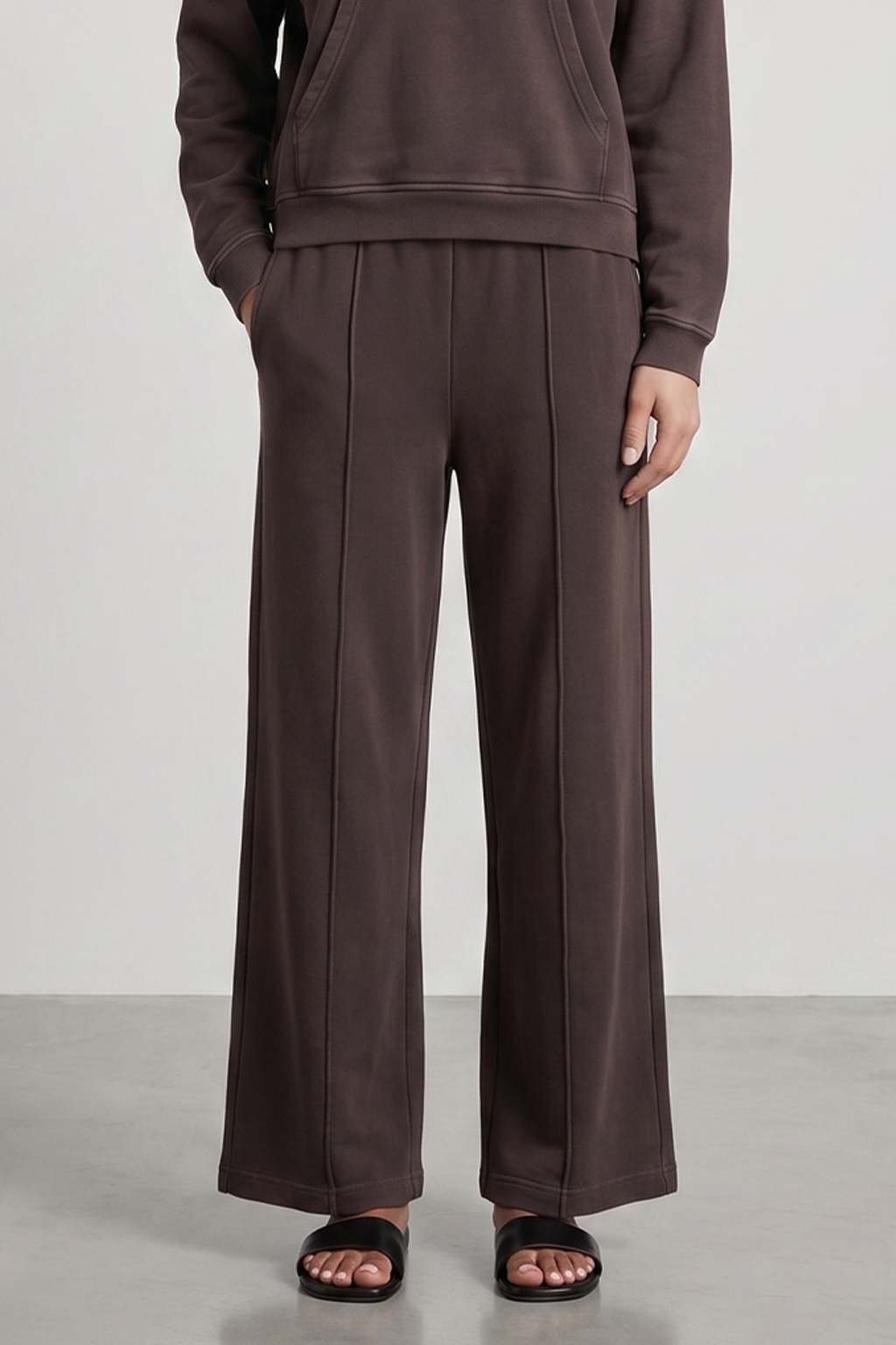 Puka Wide Leg Lounge Pant - Black Bean by Keeling — alternate view