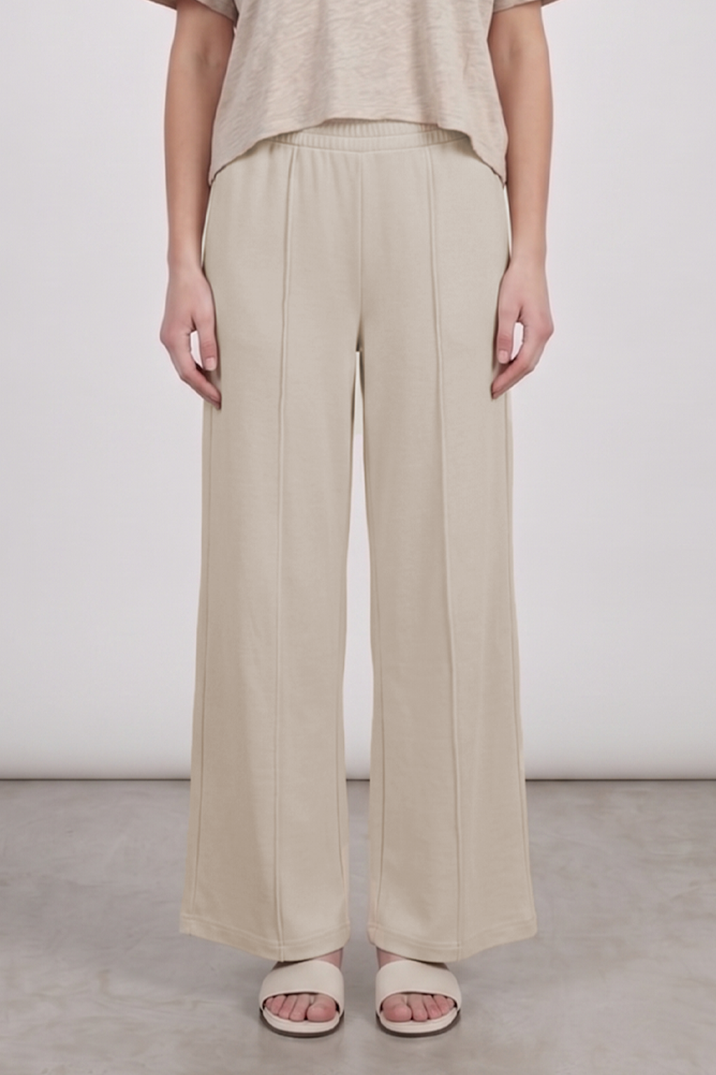 Puka Wide Leg Lounge Pant - Khaki by Keeling — alternate view