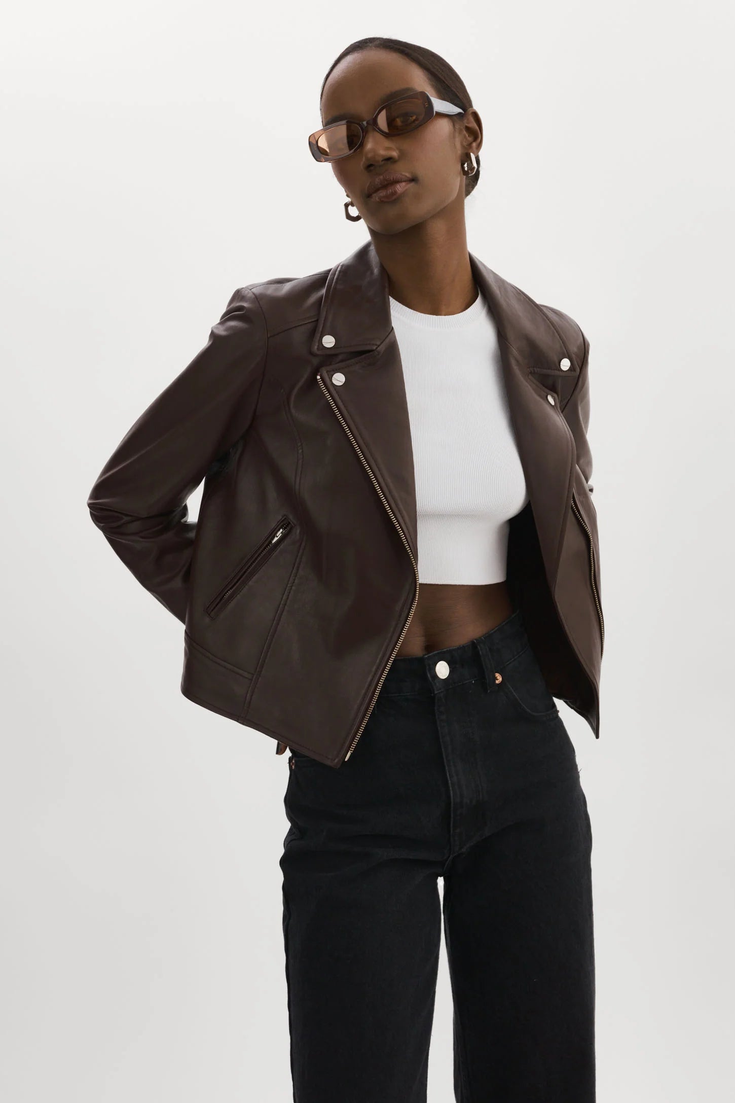 Kelsey Leather Biker Jacket - Mahogany by LAMARQUE | 25 South Boutiques