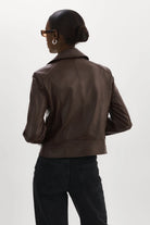 Kelsey Leather Biker Jacket - Mahogany by LAMARQUE — view 5