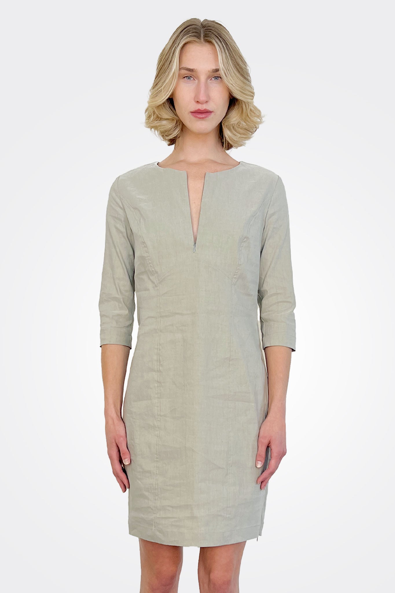 Sleeve Sheath Dress - Khaki by Sarah Pacini — alternate view