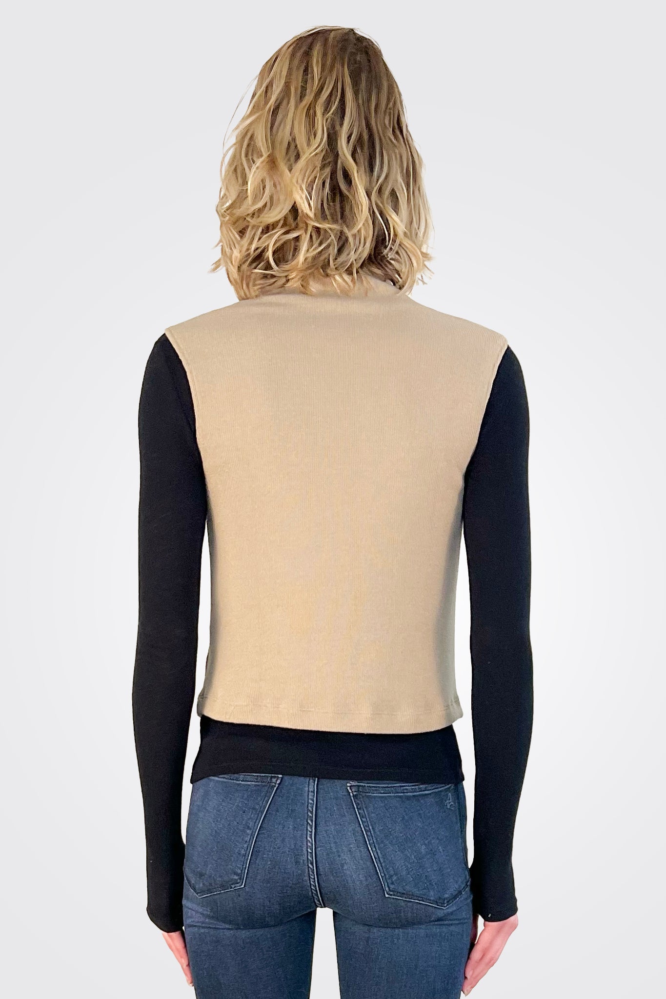 Sleeveless Knit Turtleneck Top - Khaki by Enza Costa — view 5