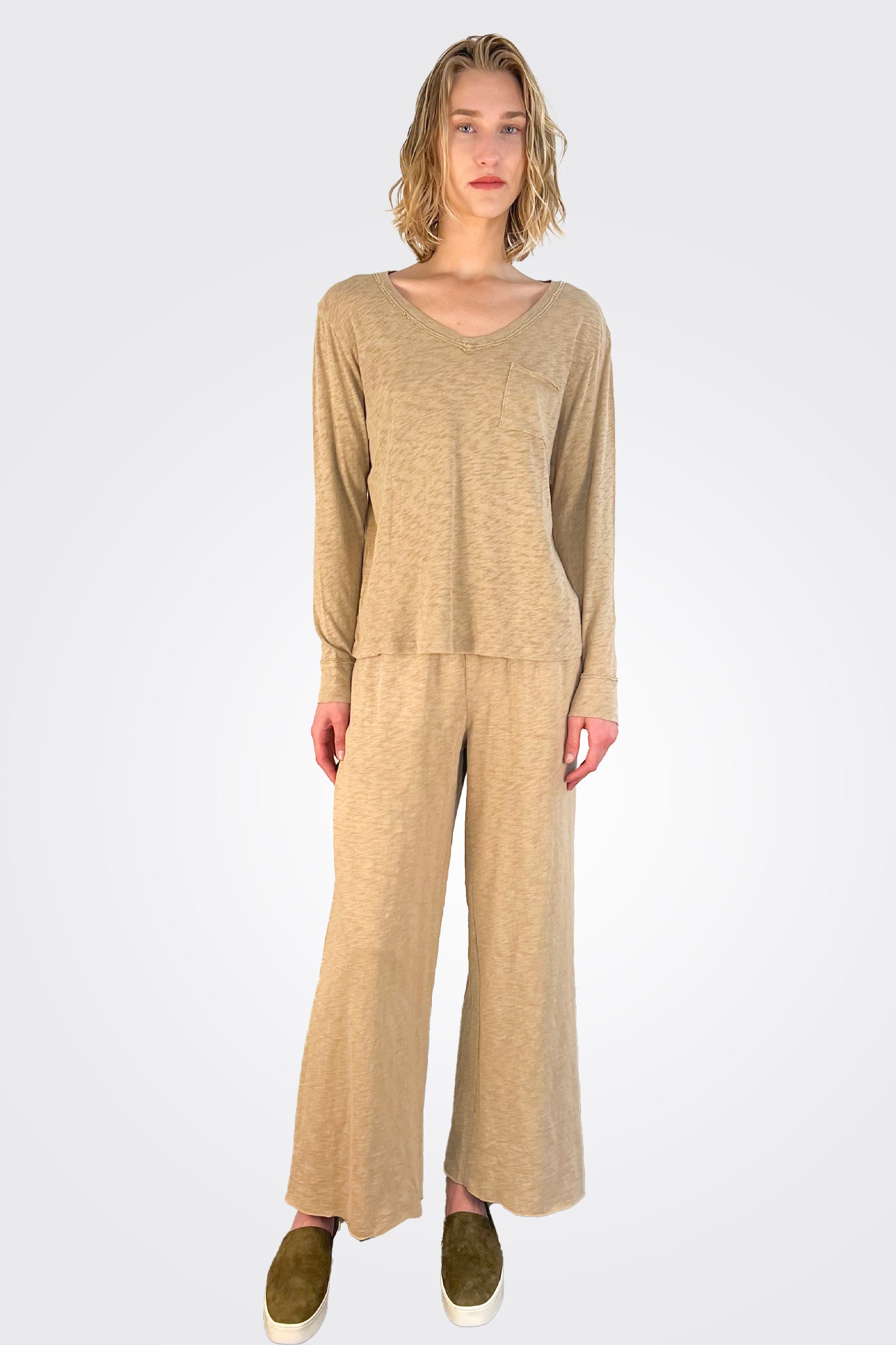 Billie Boyfriend Long Sleeve Tee - Khaki by HelloNite — view 3