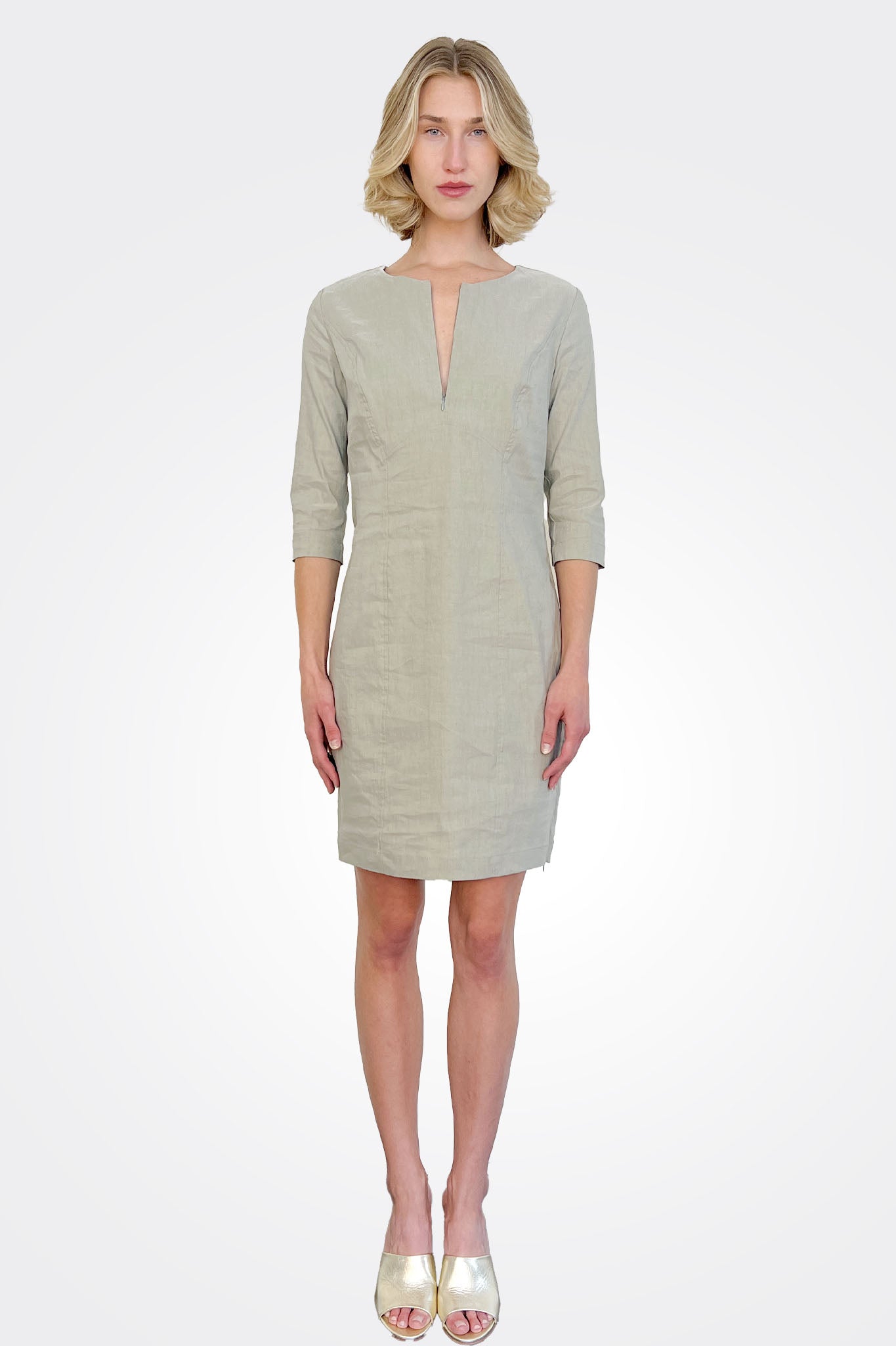 Sleeve Sheath Dress - Khaki by Sarah Pacini | 25 South Boutiques