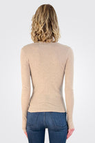 Cashmere Long Sleeve Cardigan - Khaki by Enza Costa — alternate view