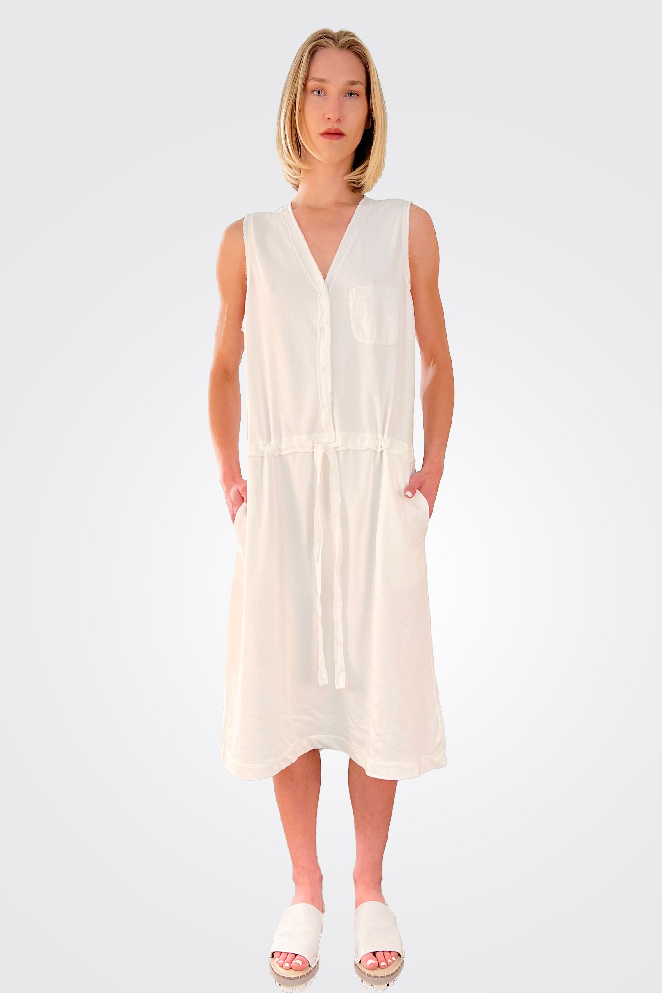 Cotton Synched Waist Dress - Natural by Kristensen | 25 South Boutiques