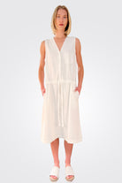 Cotton Synched Waist Dress - Natural by Kristensen | 25 South Boutiques