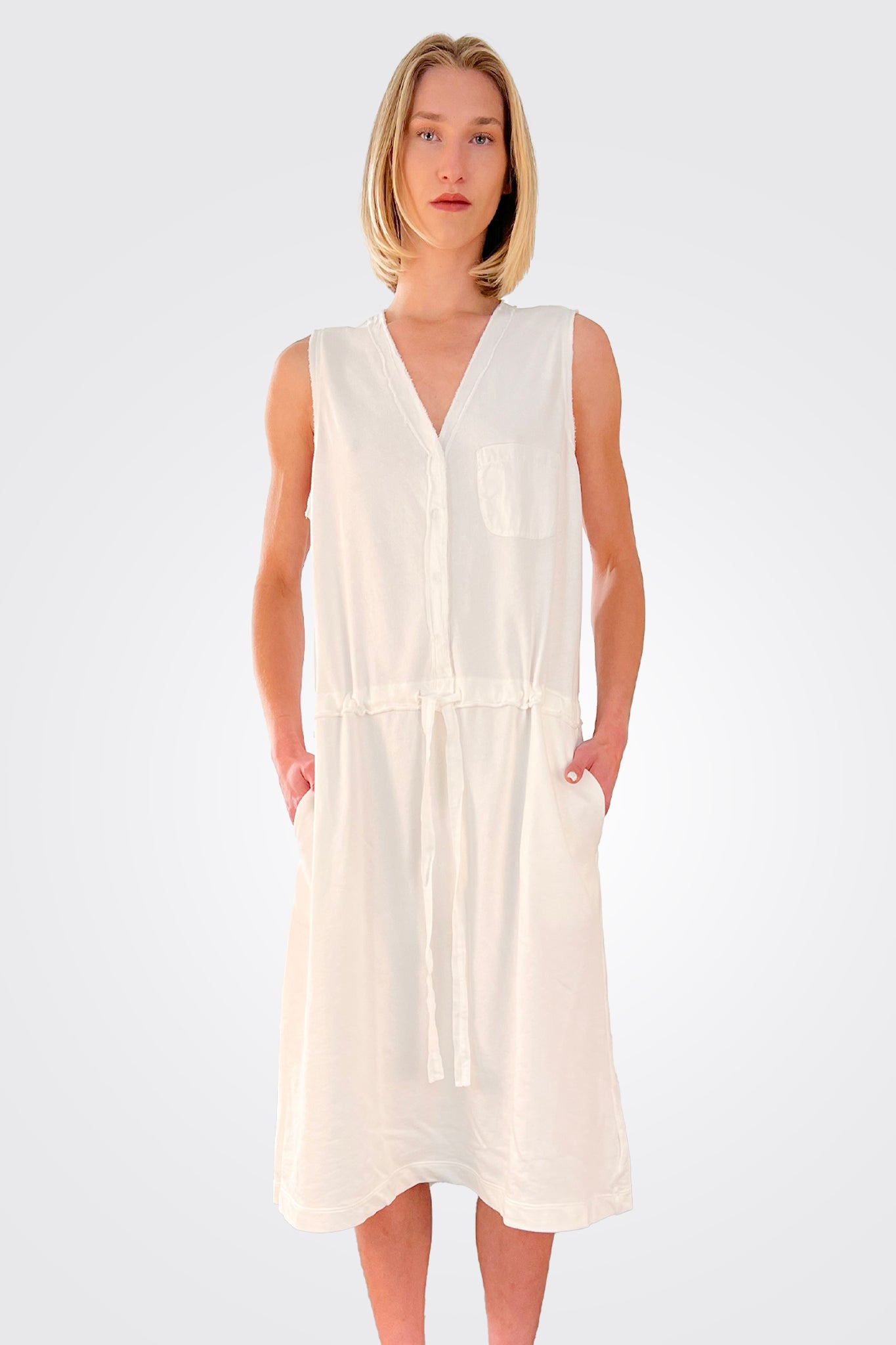 Cotton Synched Waist Dress - Natural by Kristensen — alternate view