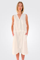 Cotton Synched Waist Dress - Natural by Kristensen — alternate view