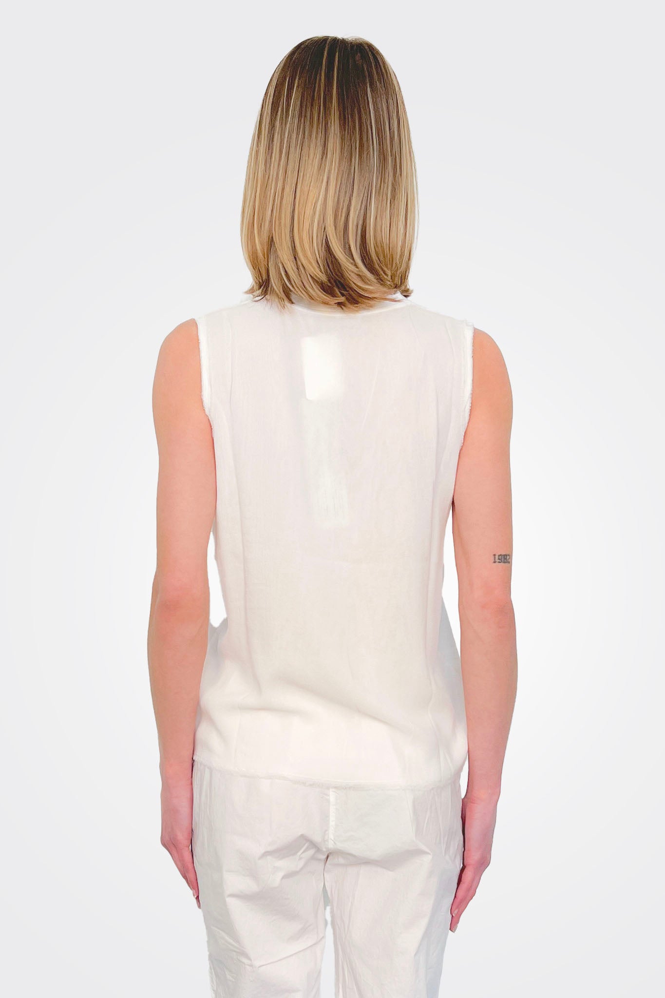 Silk V Neck Top - Natural by Kristensen — alternate view