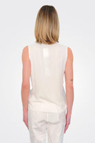 Silk V Neck Top - Natural by Kristensen — alternate view