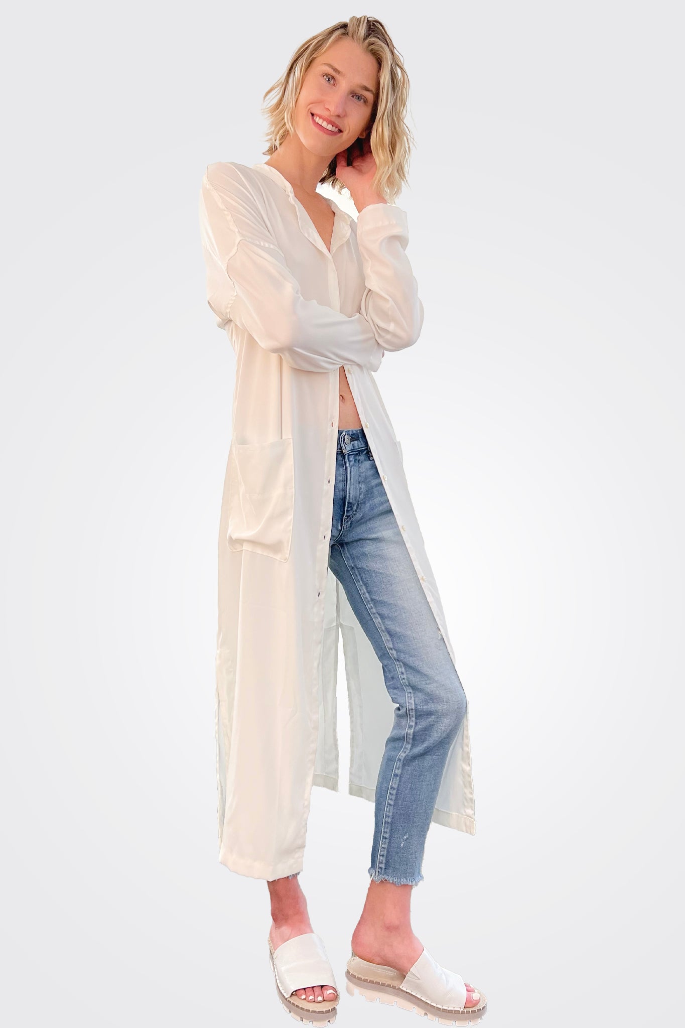 Silk Shirt Dress - Natural by Kristensen | 25 South Boutiques