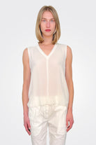 Silk V Neck Top - Natural by Kristensen | 25 South Boutiques