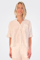 Cotton Short Sleeve Shirt - White by Kristensen — alternate view