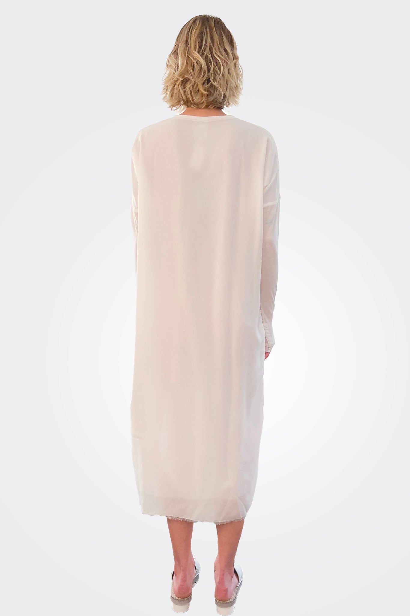 Crepe Georgette Shirt Dress - Natural by Kristensen — view 3