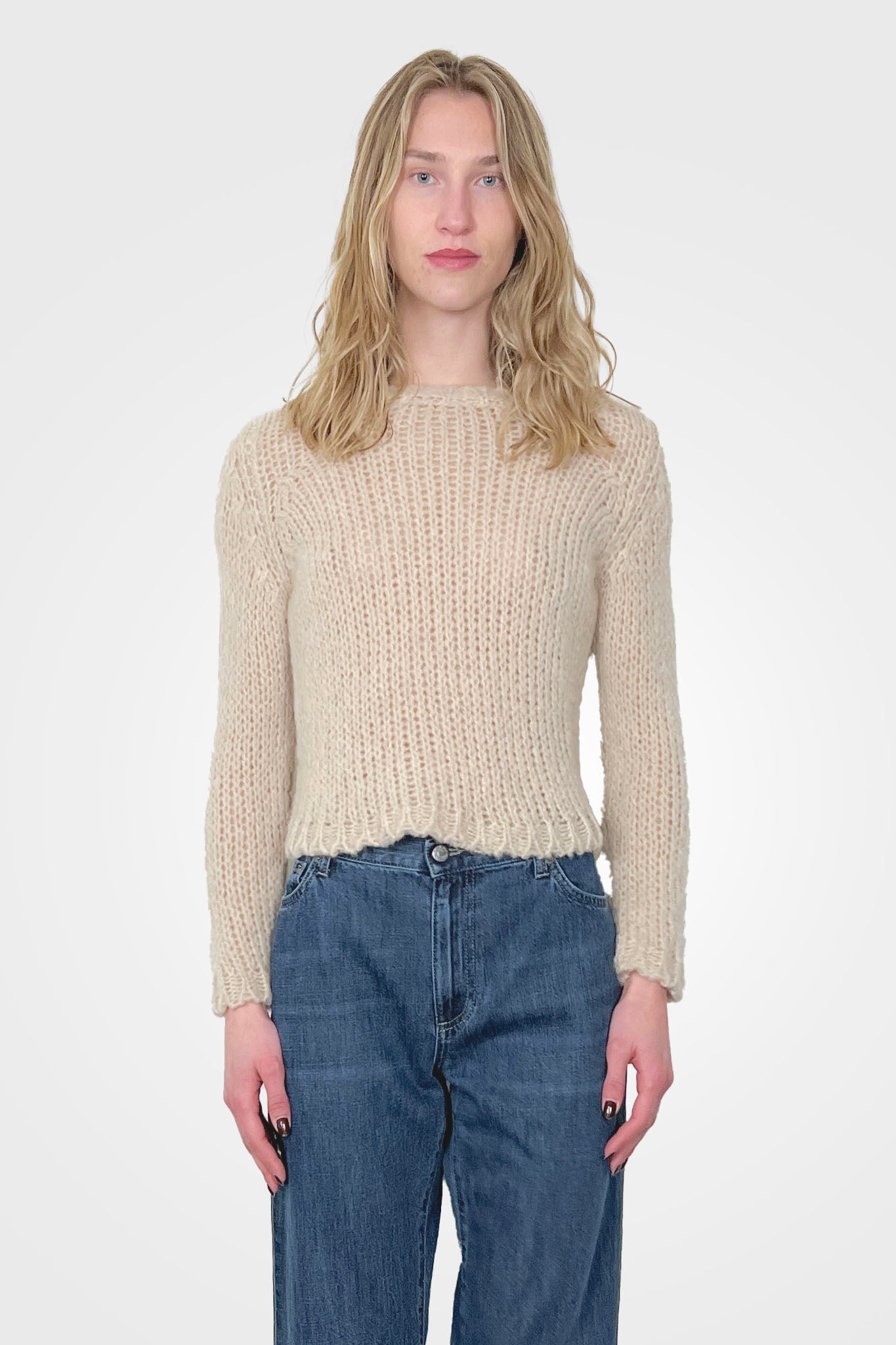 Crop Knit Cashmere Sweater - Latte by Private 0204 | 25 South Boutiques