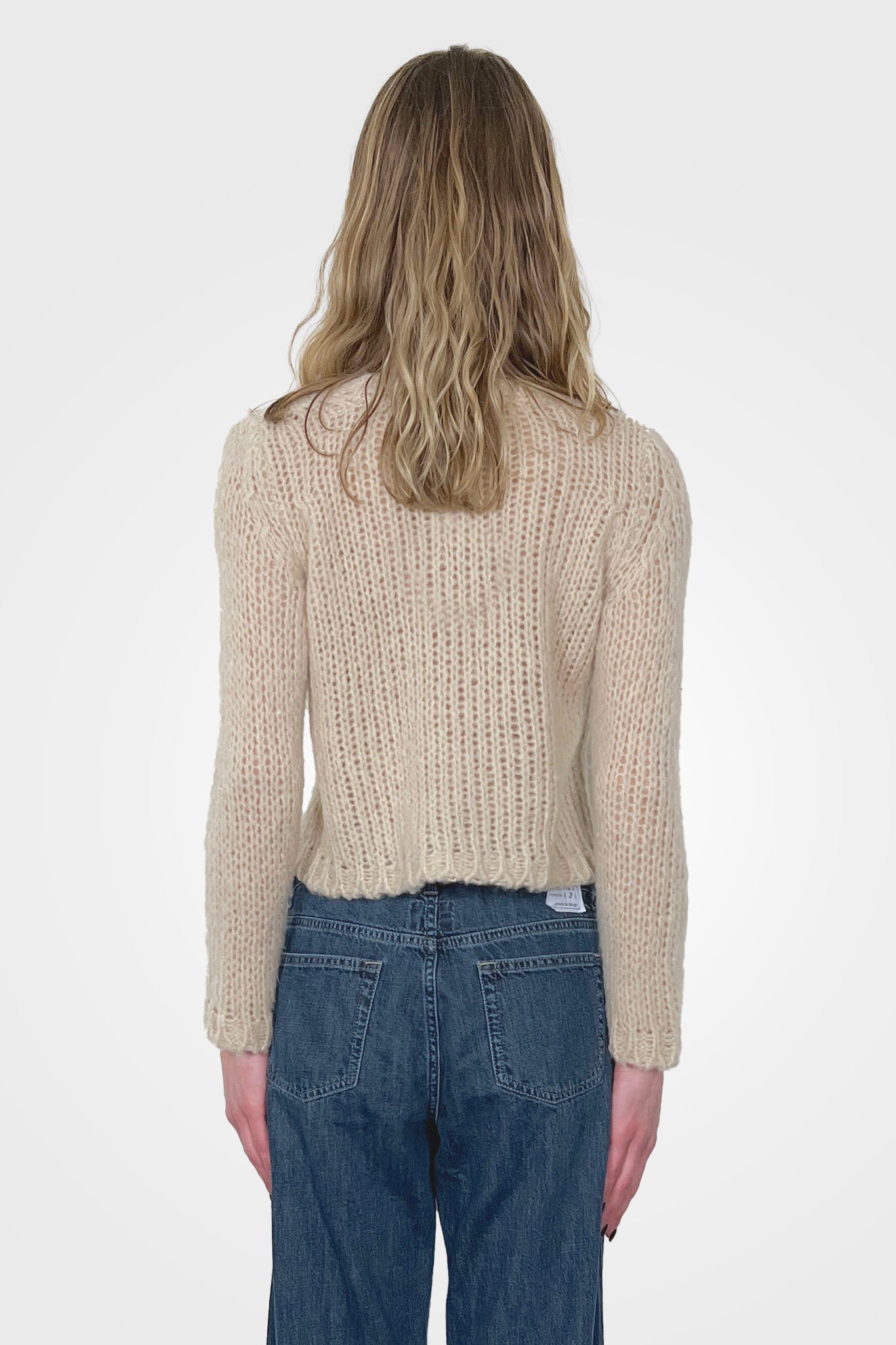 Crop Knit Cashmere Sweater - Latte by Private 0204 — alternate view
