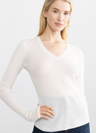 Shirttail Waffle Vee - Latte by Margaret O'Leary | 25 South Boutiques