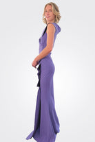 Norc Portrait Collar Mermaid Gown - Dark Lavender by Chiara Boni — alternate view