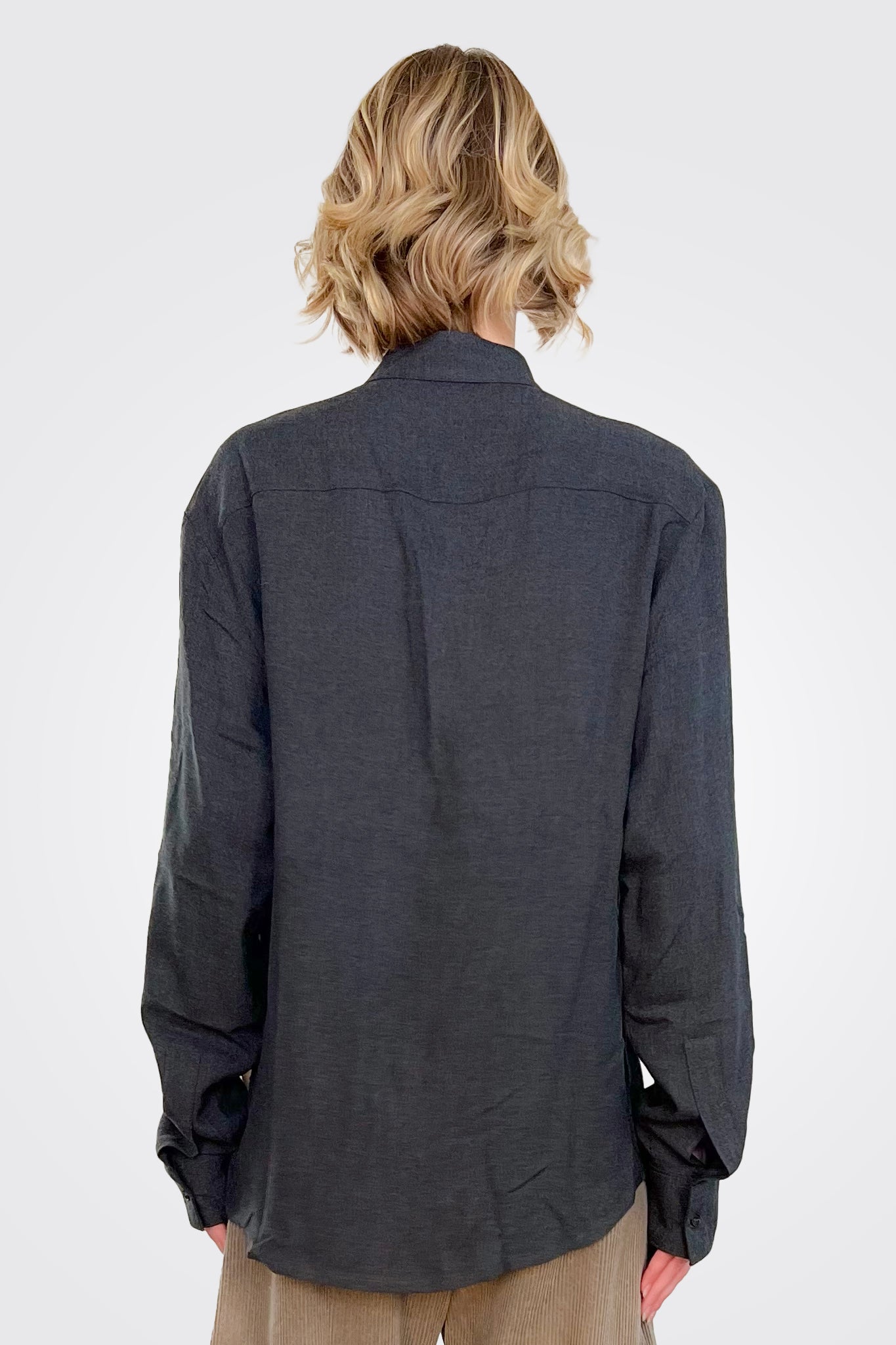 Asym Collar Shirt - Charcoal by Lurdes Bergada — alternate view