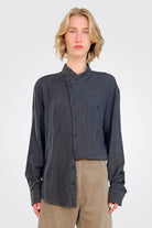 Asym Collar Shirt - Charcoal by Lurdes Bergada | 25 South Boutiques