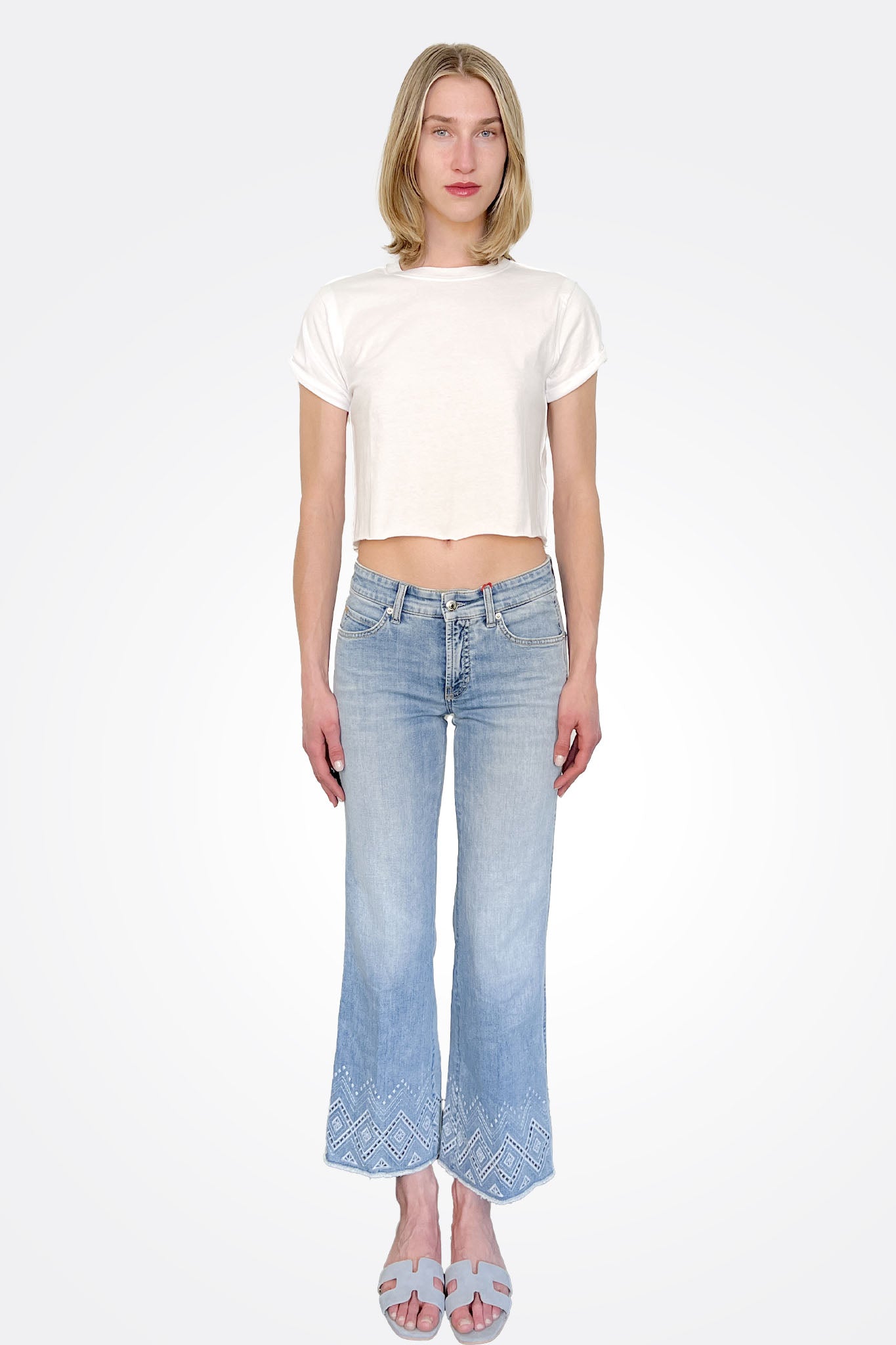 Francesca Design Flared Fit Crop Jean - Light Blue by Cambio — alternate view