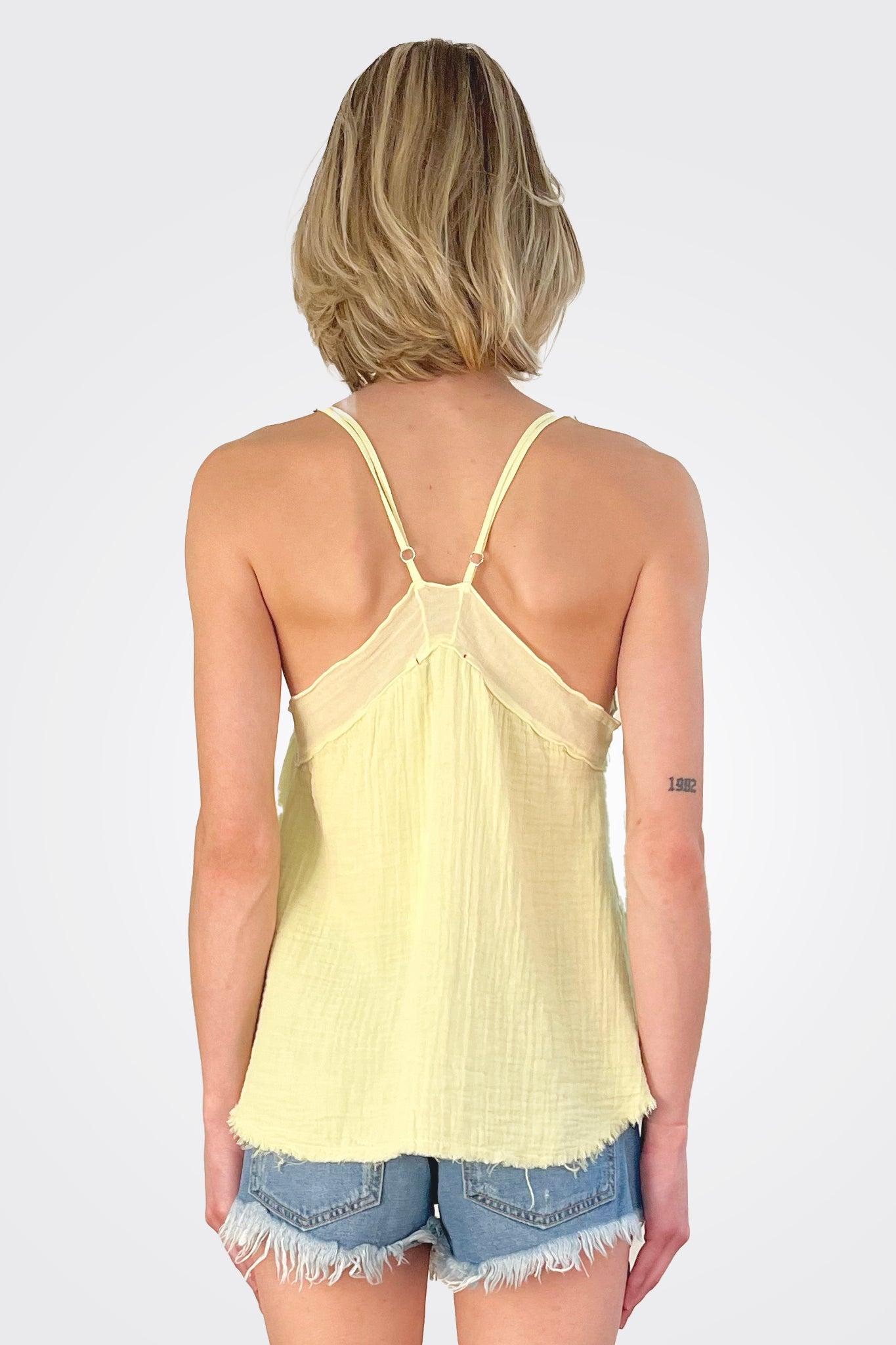 V Neck Gauze Cami - Lemon by Stark X — alternate view
