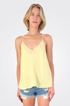 V Neck Gauze Cami - Lemon by Stark X | 25 South Boutiques