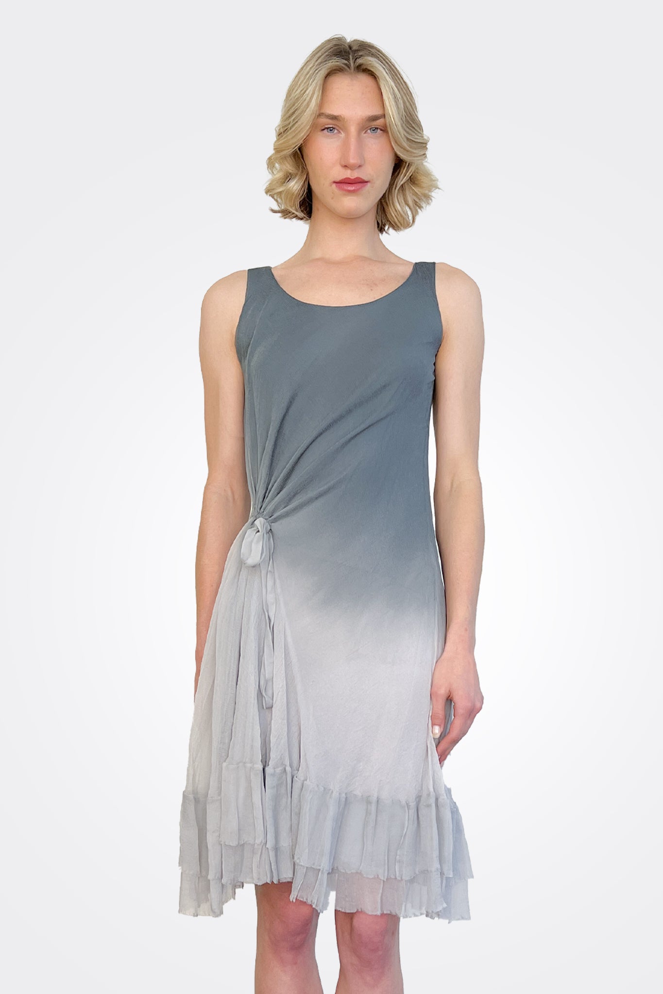 Synched Side Dress - Dark Grey / Light Grey by Viviana Uchitel — alternate view