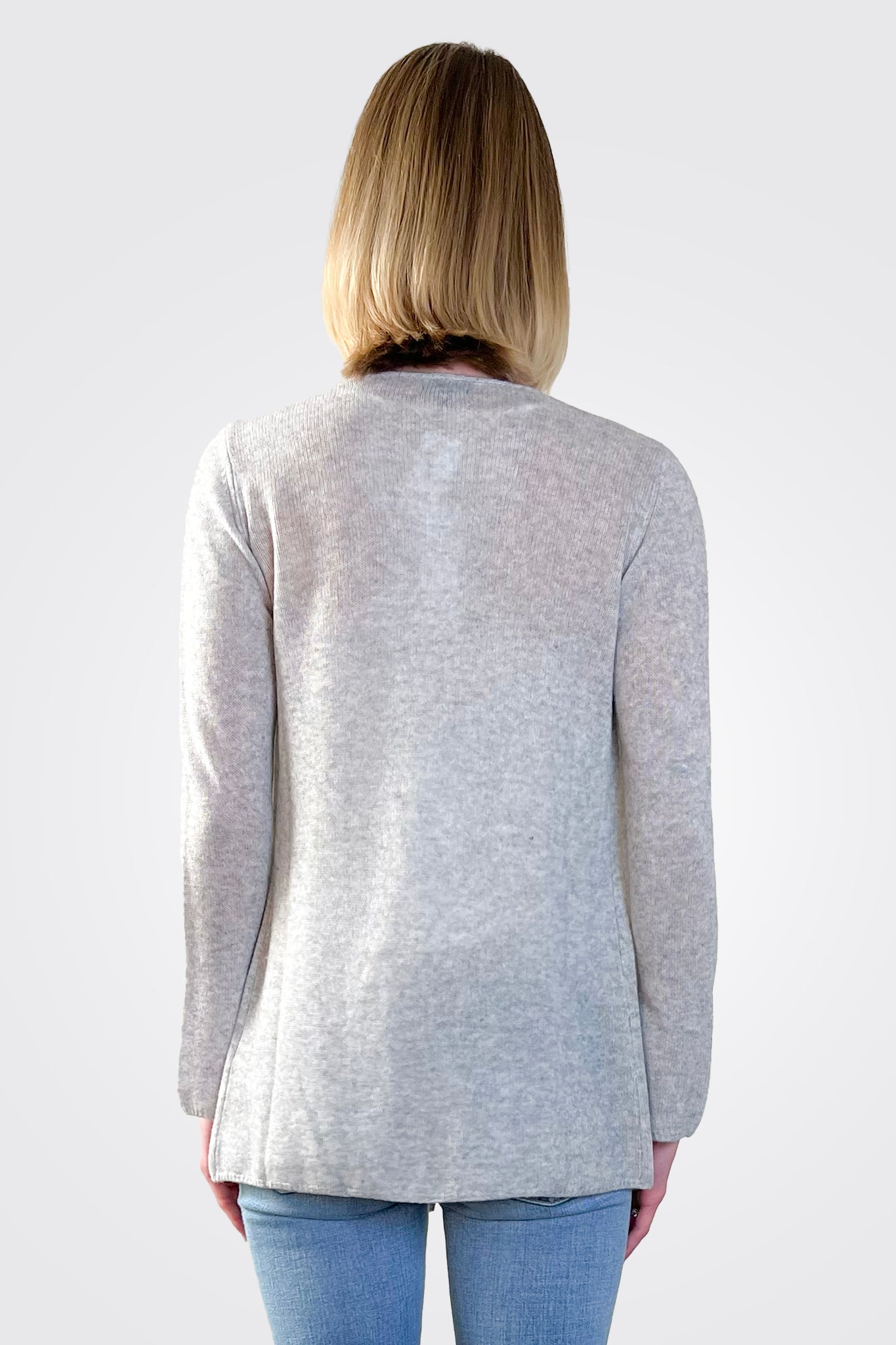 Cashmere Open Duster - Light Heather Grey by Minnie Rose — alternate view