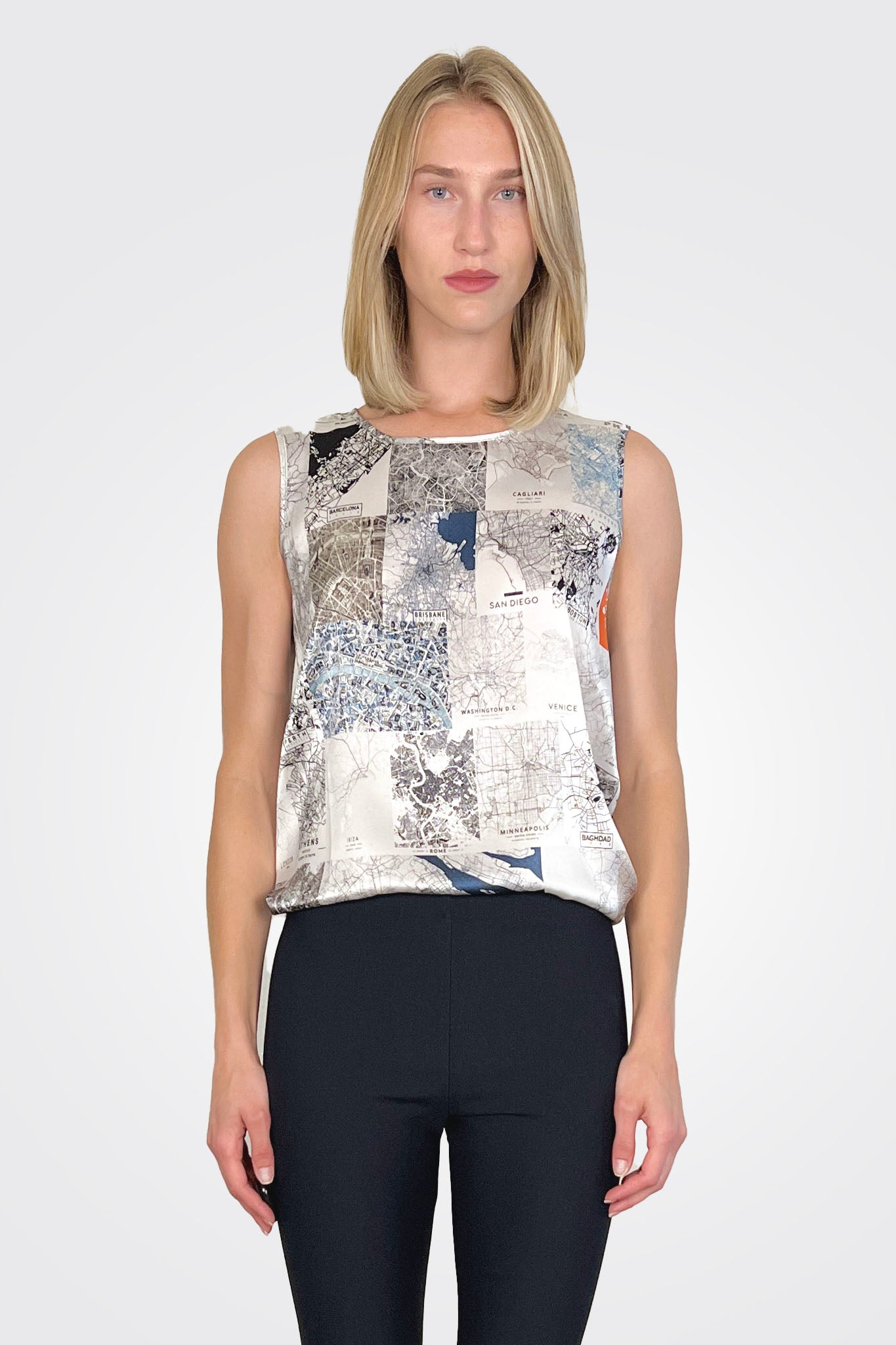 Linda Sleeveless Blouse - Maps by Unbreakable Evolution | 25 South Boutiques