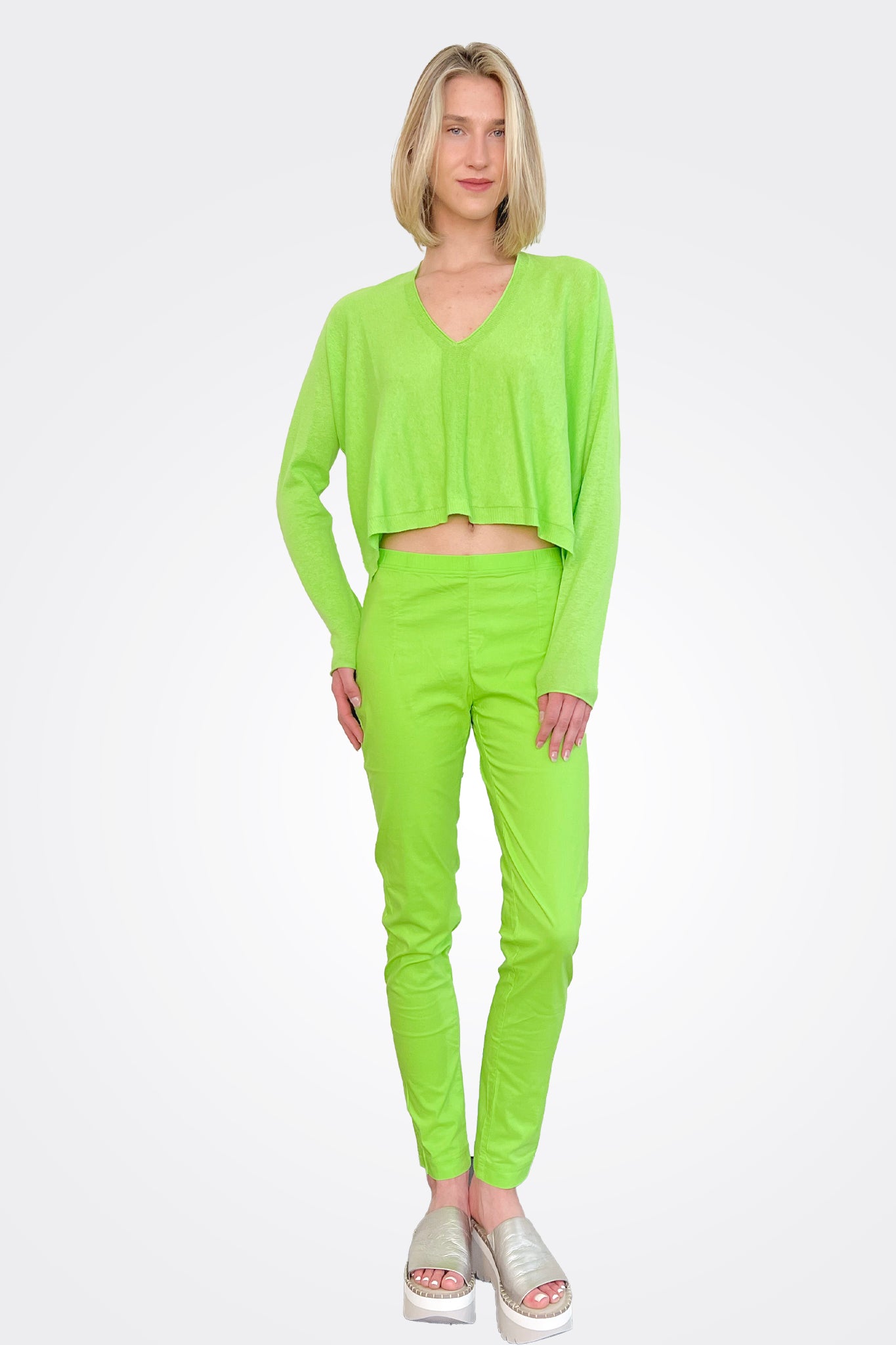 Slim Fit Trousers - Lime by Rundholz — view 3