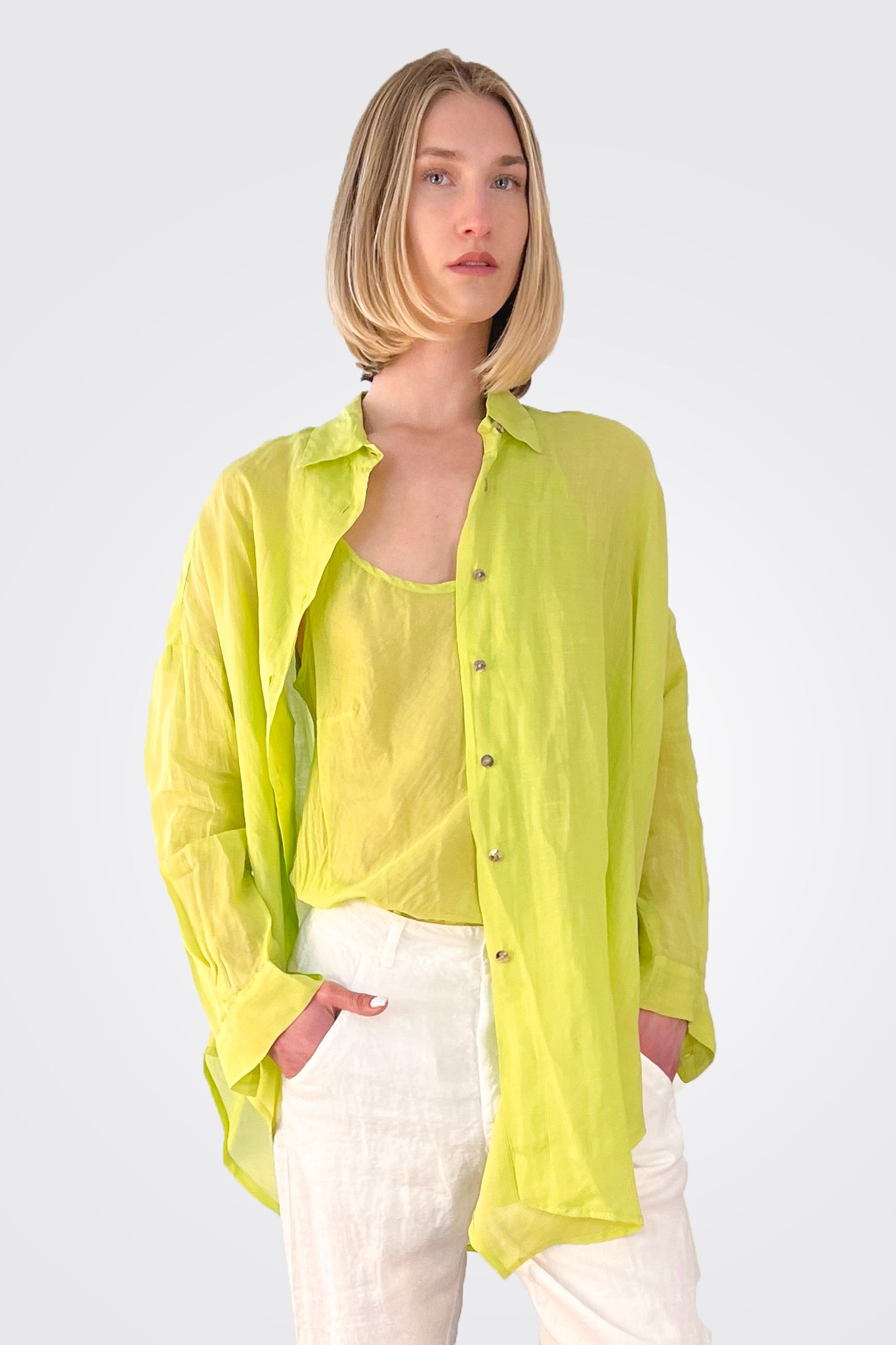 Asymmetrical Shirt - Lime by Banana Blue — alternate view